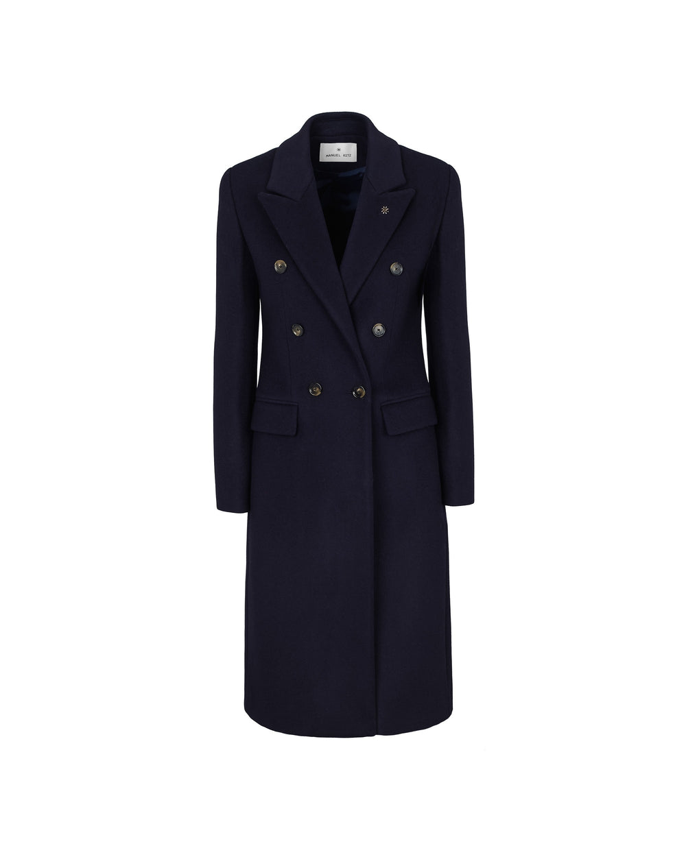 blue double breasted wool blend cloth coat