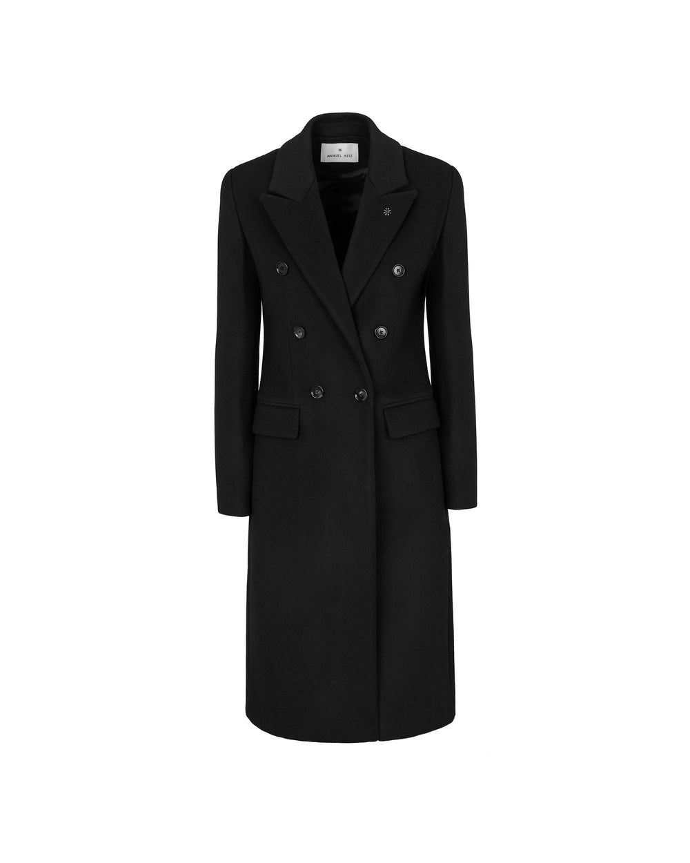 black double breasted wool blend cloth coat