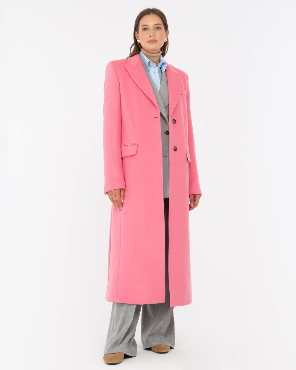 pink wool blend cloth coat