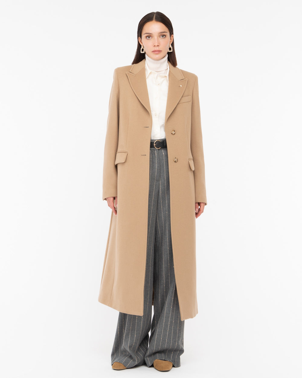 beige wool blend cloth coat
