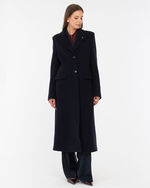 blue wool blend cloth coat