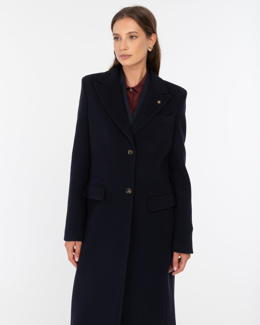 blue wool blend cloth coat