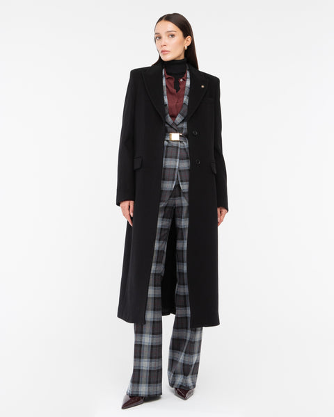 black wool blend cloth coat