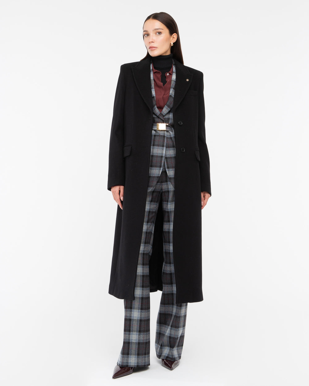 black wool blend cloth coat
