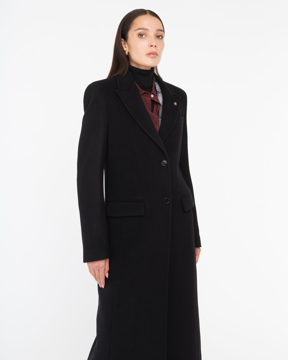 black wool blend cloth coat