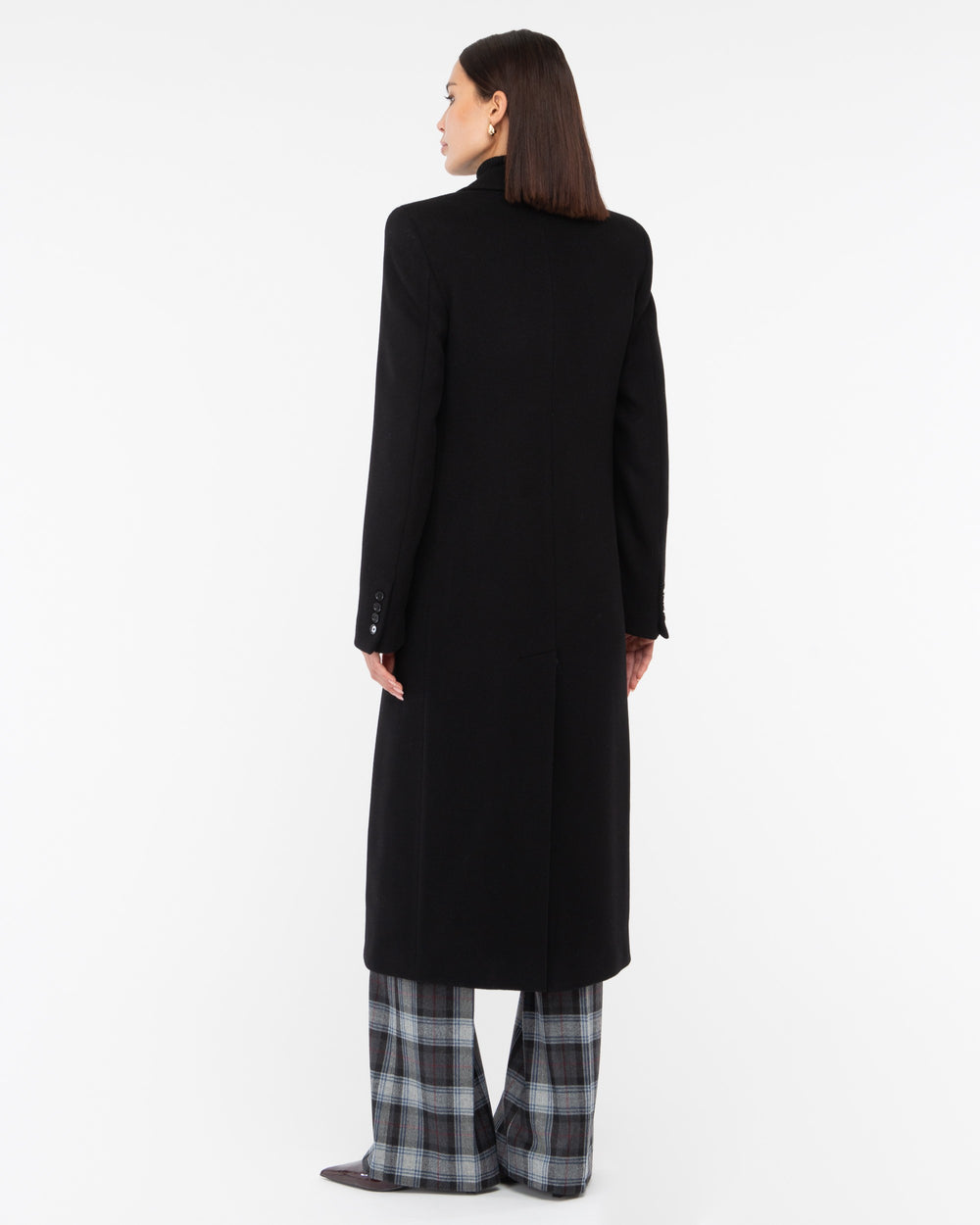 black wool blend cloth coat