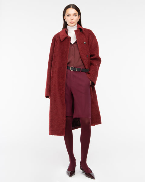 Cappotto over teddy rosso