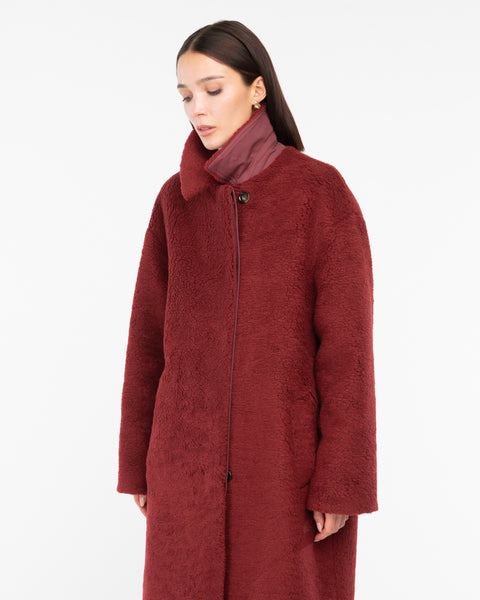 red teddy over coat