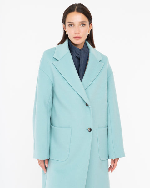 light blue wool blend cloth coat
