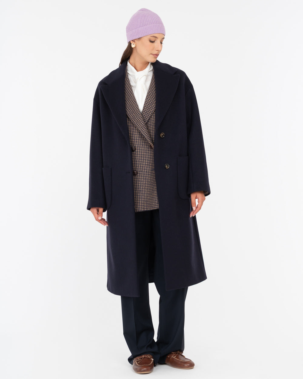 blue wool blend cloth coat