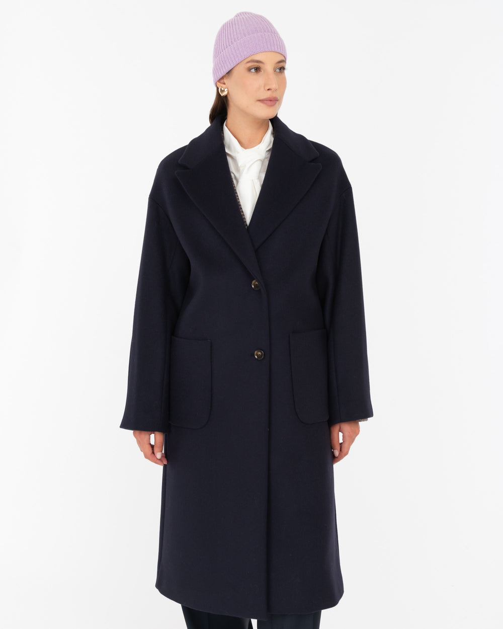blue wool blend cloth coat