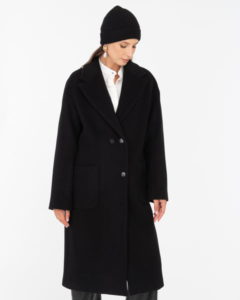 black wool blend cloth coat