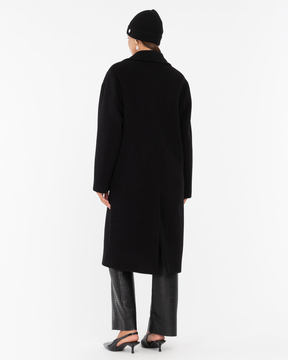 black wool blend cloth coat