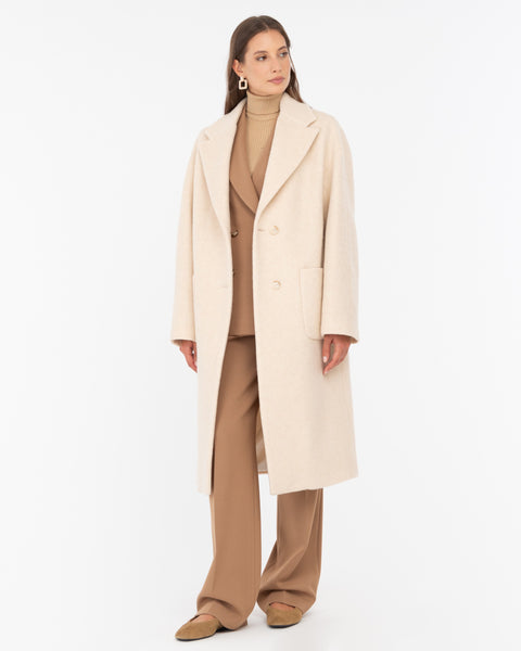 beige wool blend cloth coat