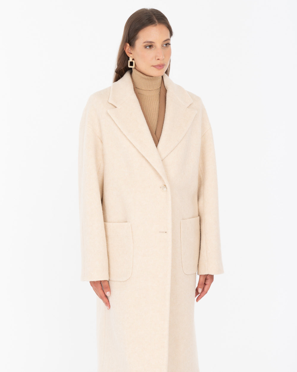 beige wool blend cloth coat