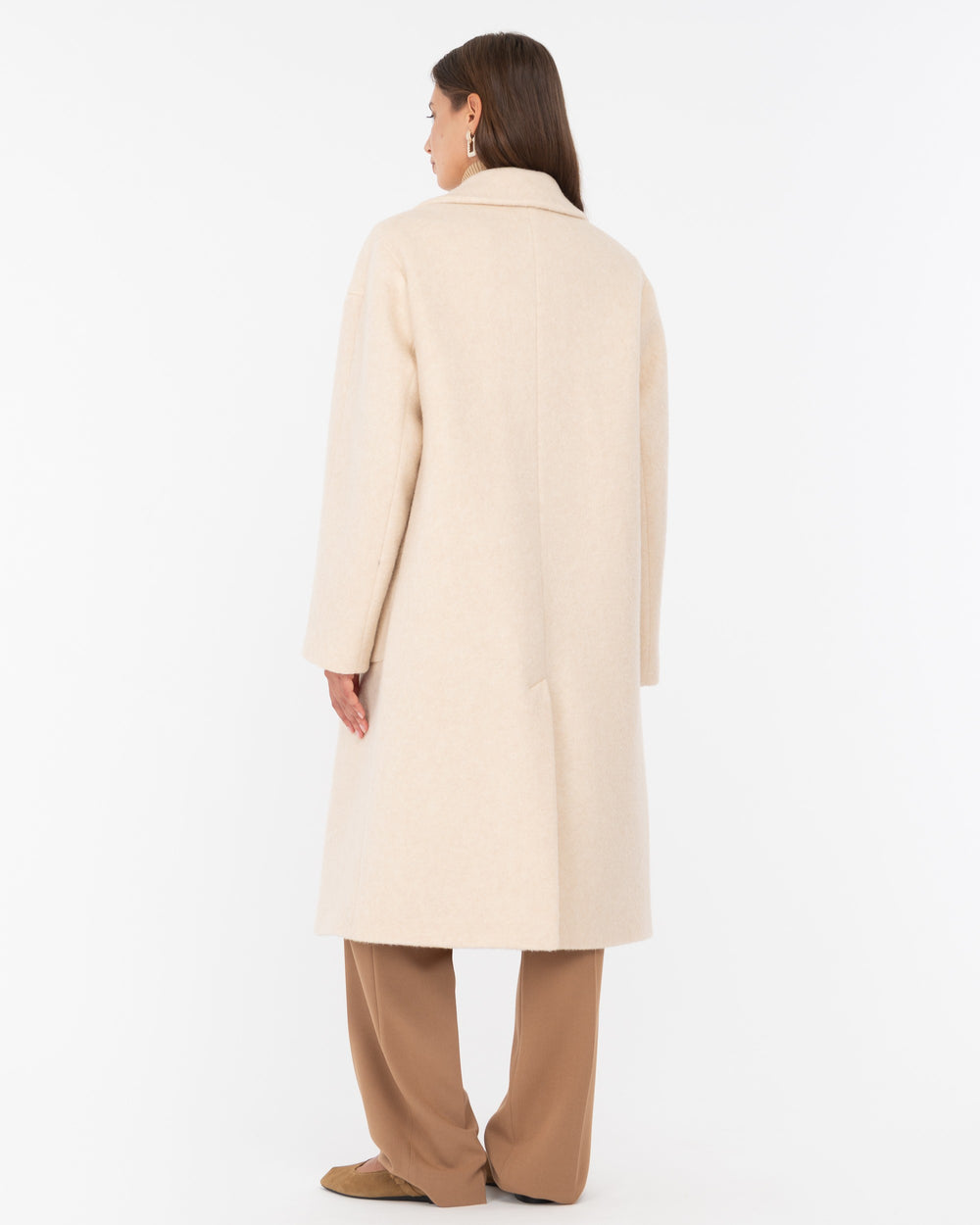beige wool blend cloth coat
