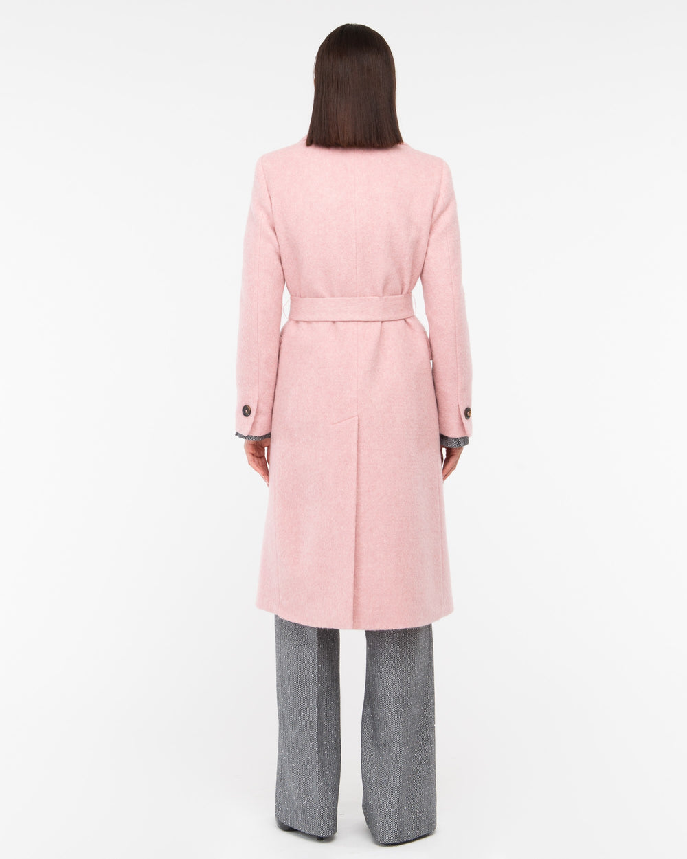 pink double breasted wool blend cloth coat
