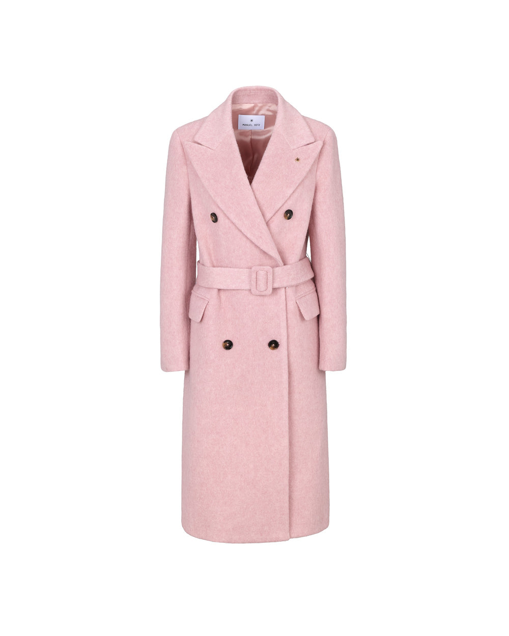 pink double breasted wool blend cloth coat