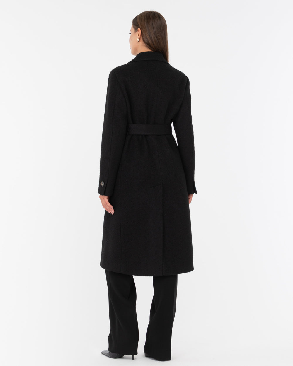 black double breasted wool blend cloth coat