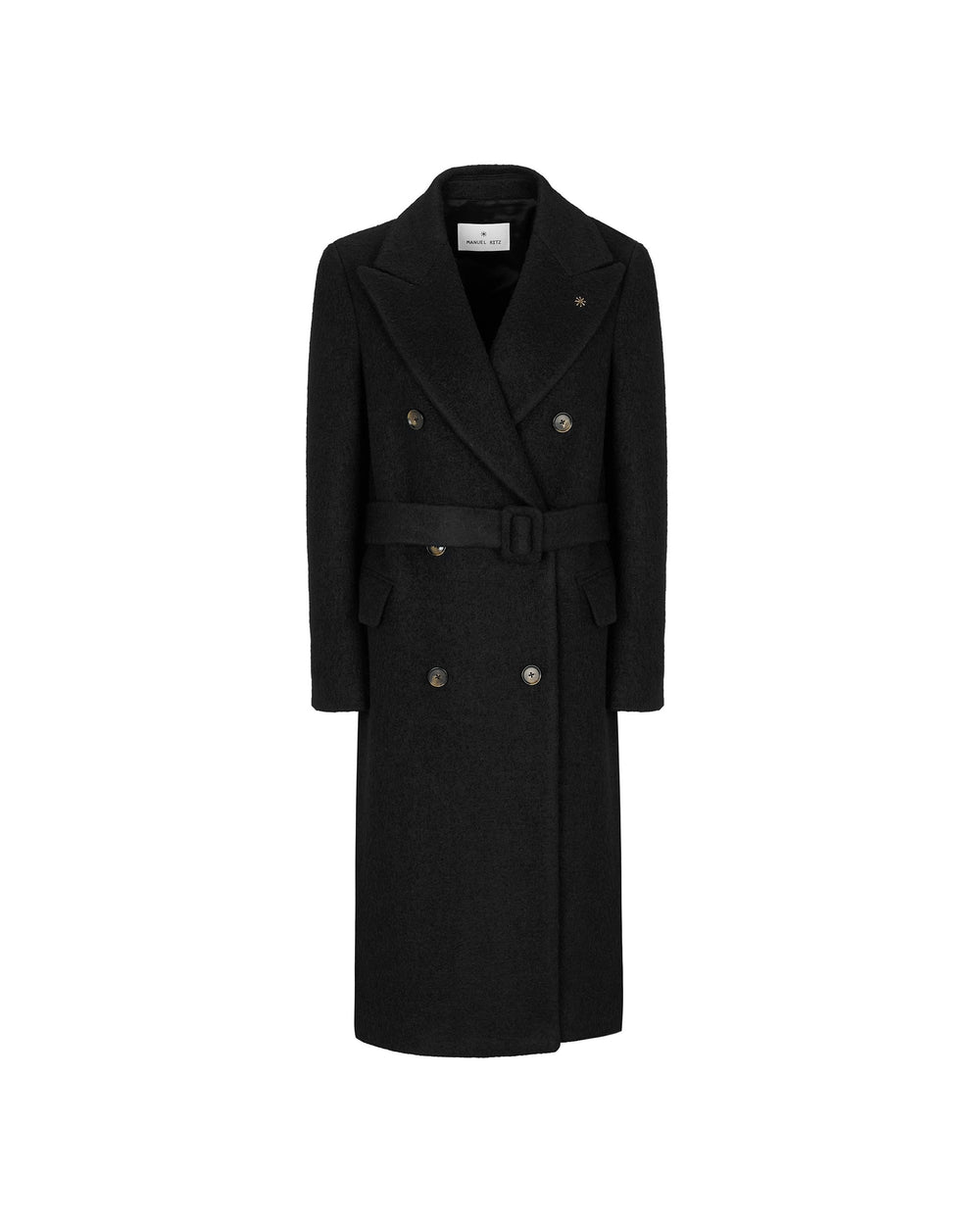 black double breasted wool blend cloth coat