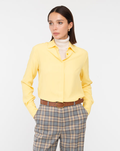 yellow acetate and silk regular shirt