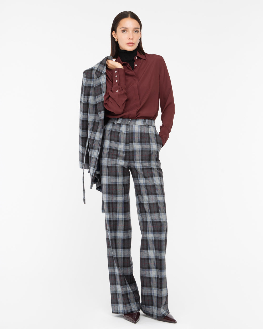 red acetate and silk regular shirt