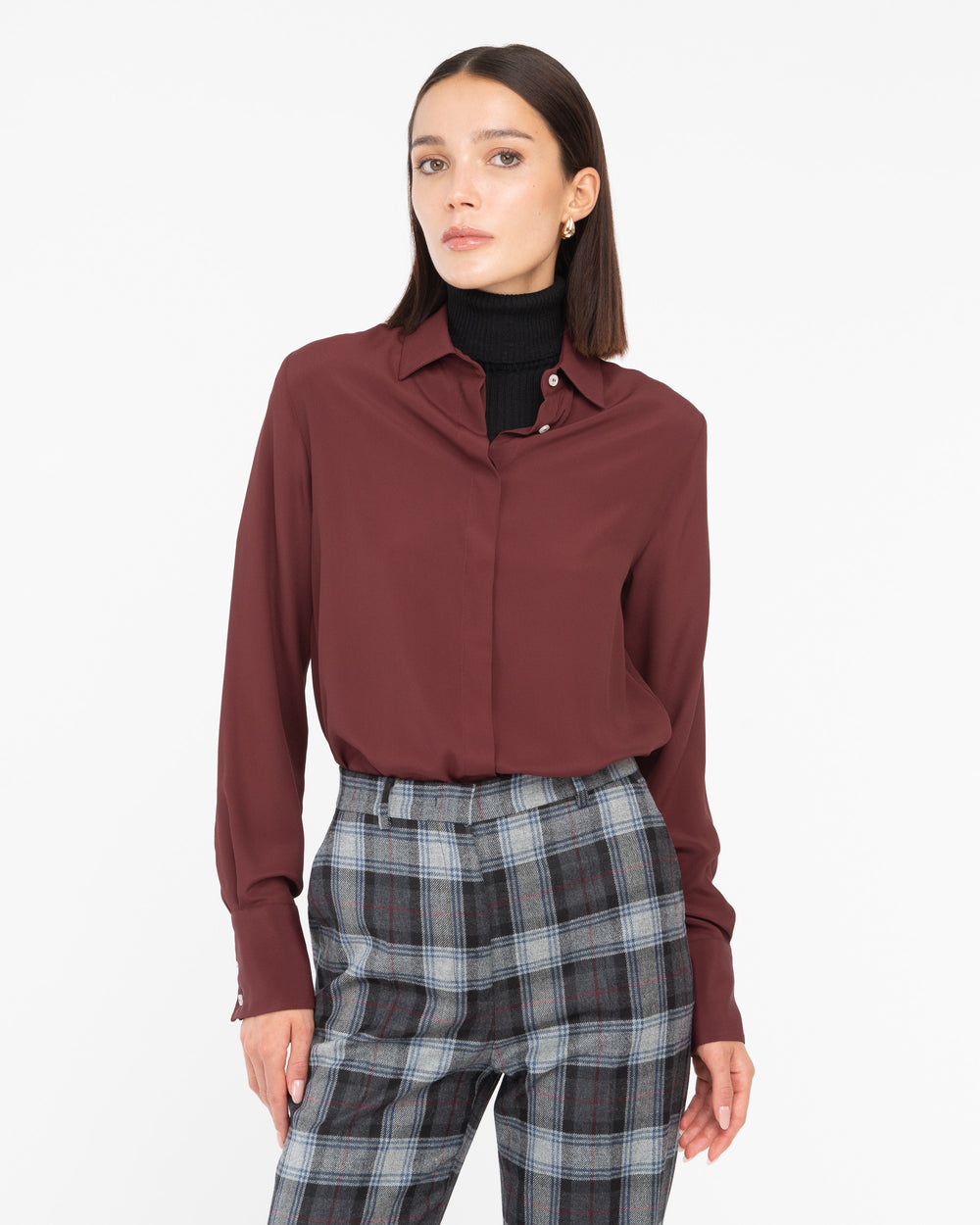 red acetate and silk regular shirt