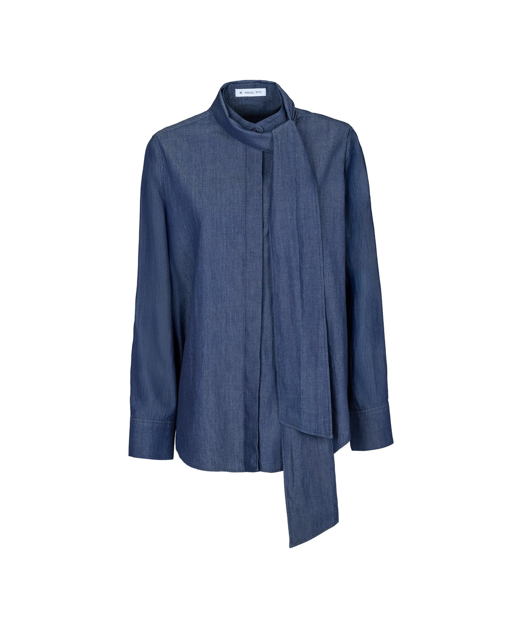 blue cotton chambray sash shirt