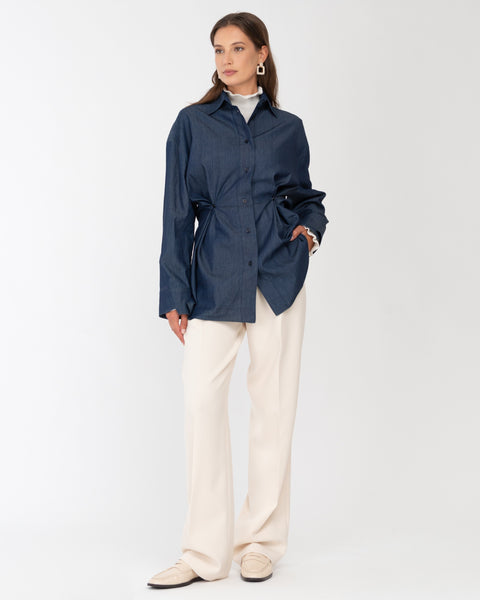 blue washed cotton chambray shirt