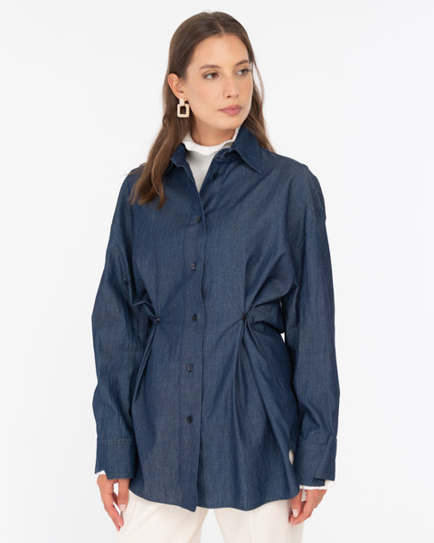 blue washed cotton chambray shirt