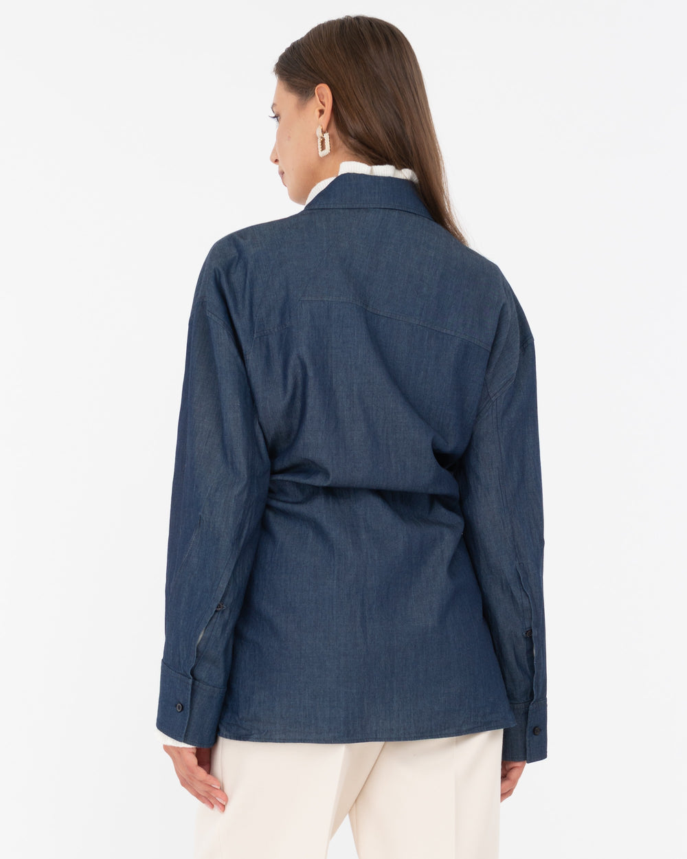 blue washed cotton chambray shirt