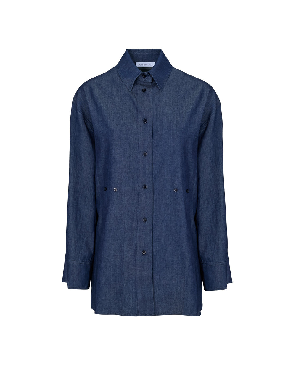 blue washed cotton chambray shirt