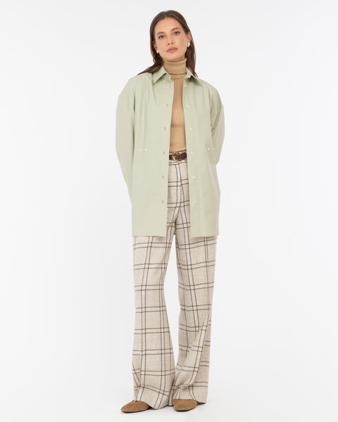 green cotton poplin shirt