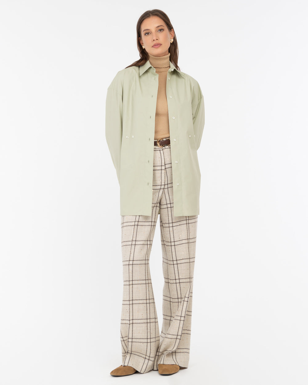 green cotton poplin shirt