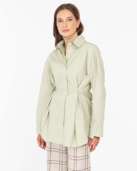 green cotton poplin shirt