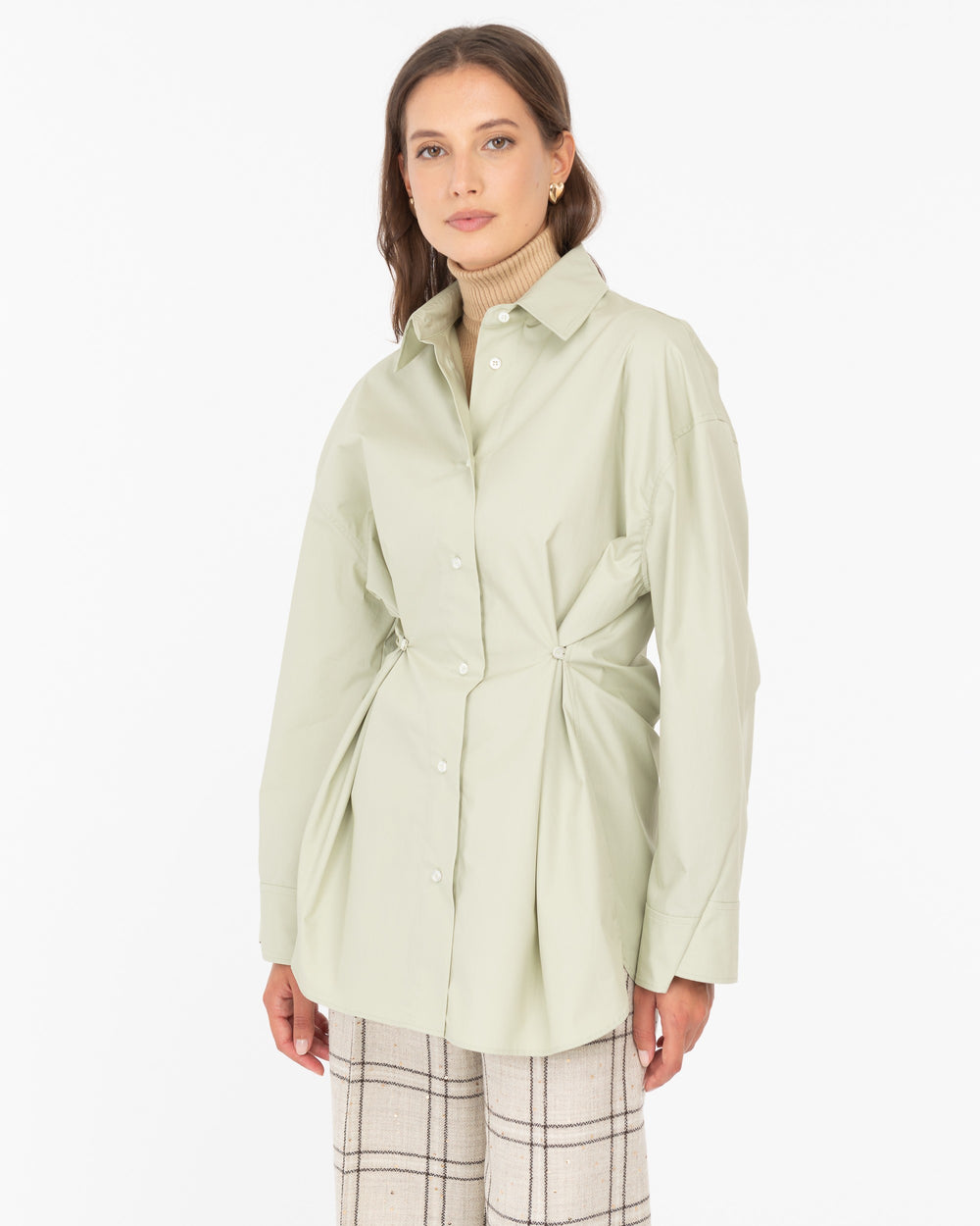 green cotton poplin shirt