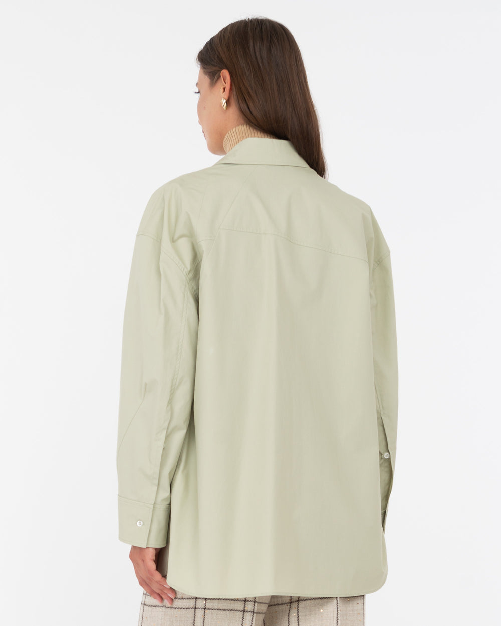 green cotton poplin shirt