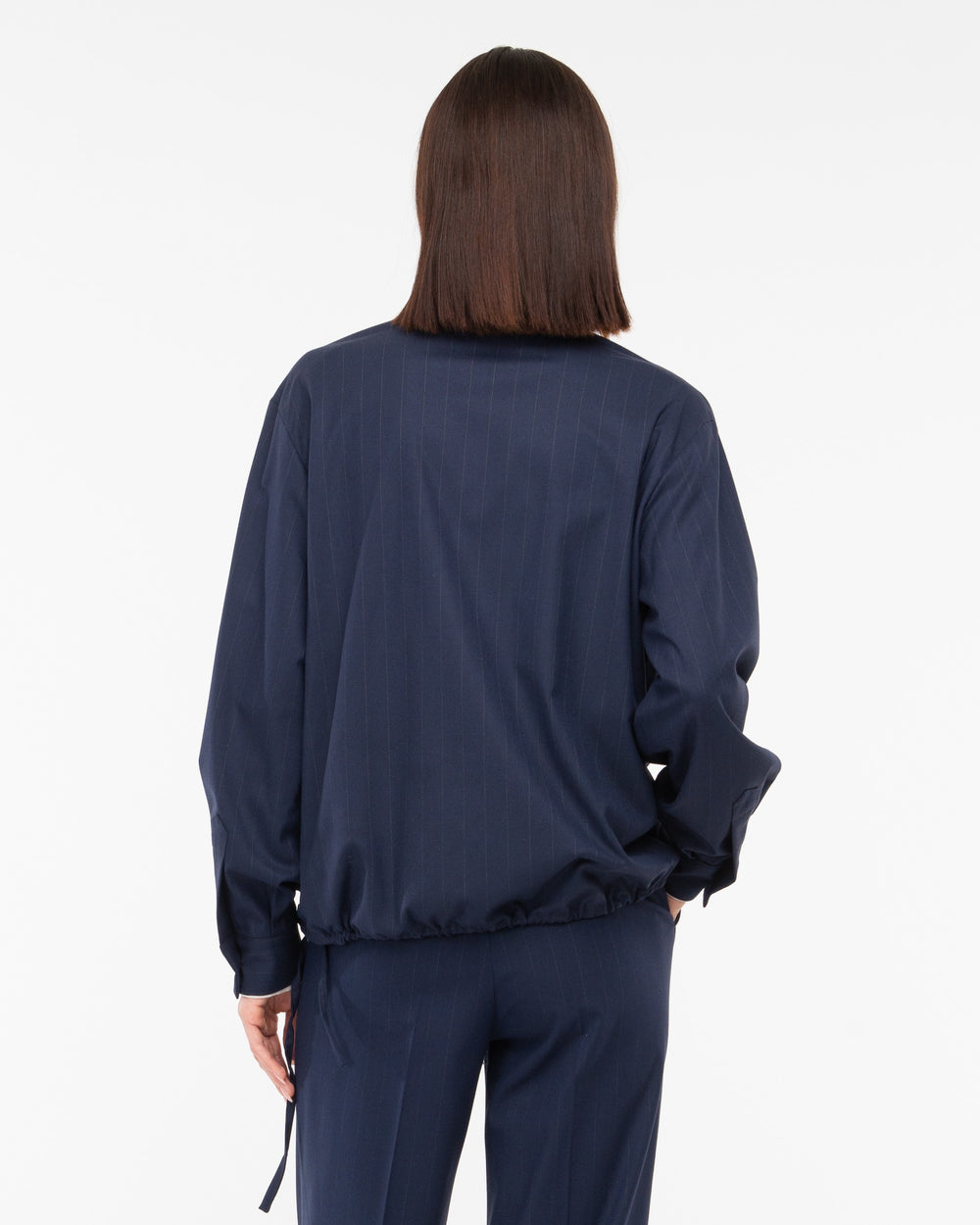 blue poly viscose pinstripe wallet shirt