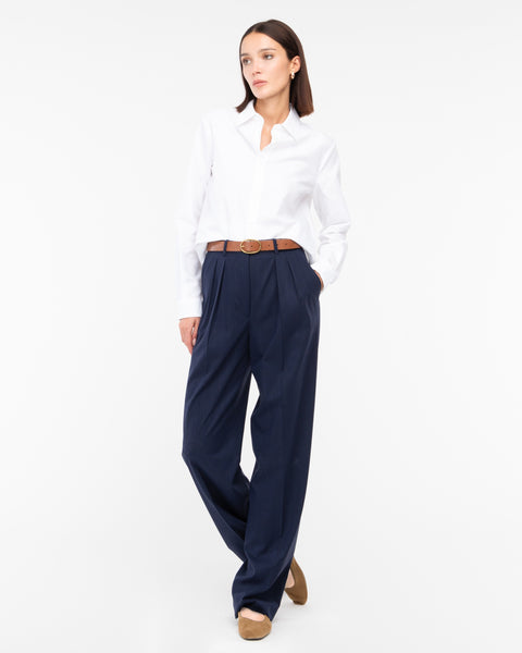 Camicia cropped oxford misto cotone bianco