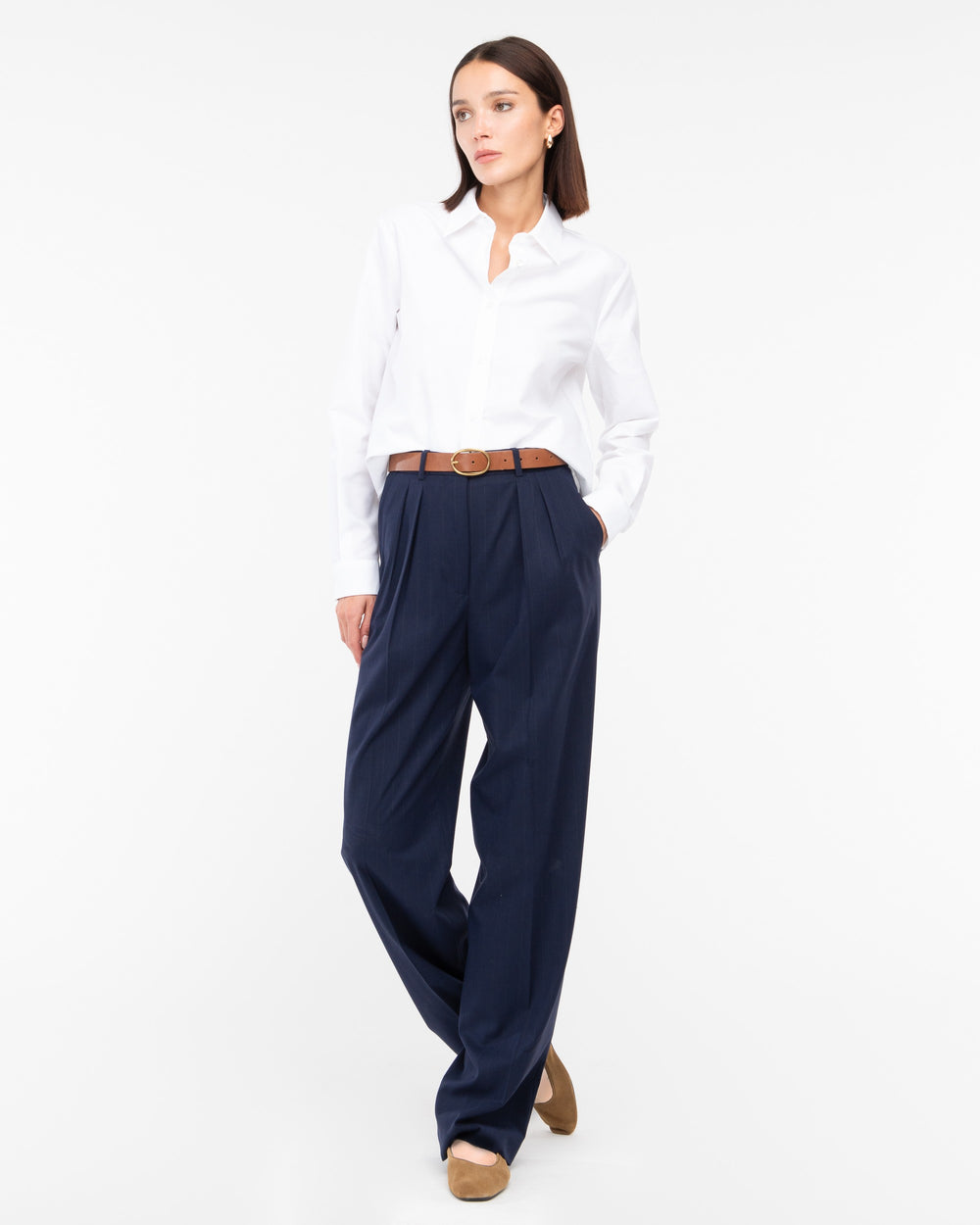 Camicia cropped oxford misto cotone bianco