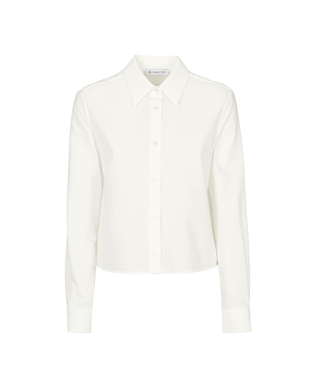 yellow cotton blend oxford cropped shirt