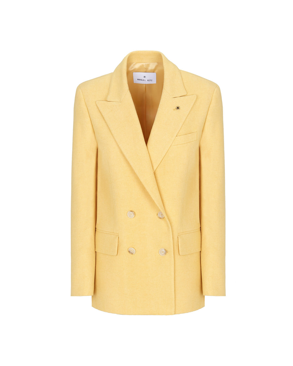 orange wool blend double breasted chevron blazer