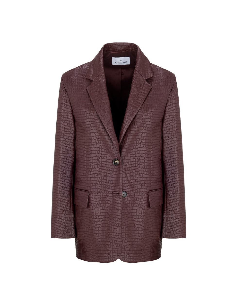 red faux leather crocodile blazer