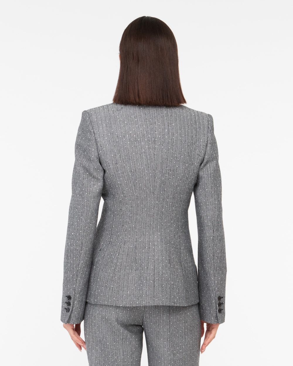 black double breasted chevron blazer with appliqués