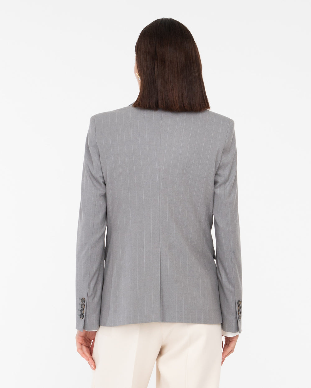 gray poly stretch pinstripes blazer