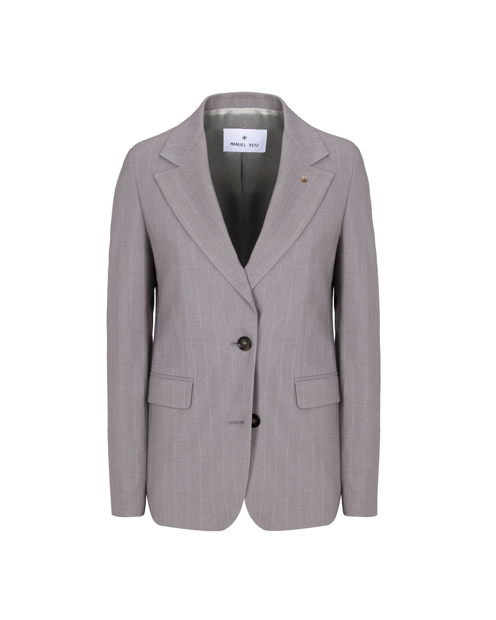 gray poly stretch pinstripes blazer