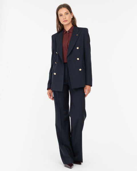 blue wool double breasted blazer