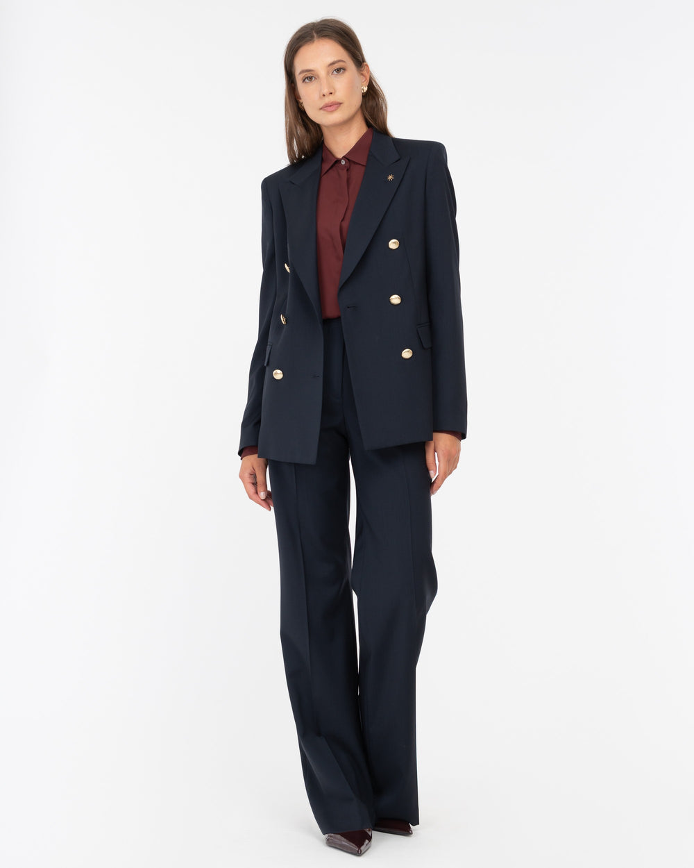 blue wool double breasted blazer