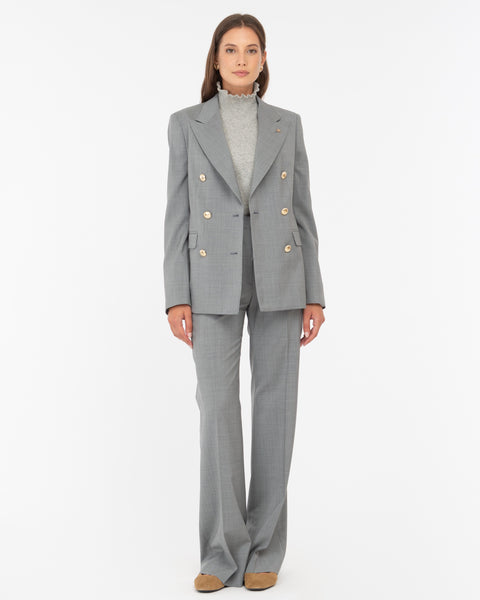 gray wool double breasted blazer