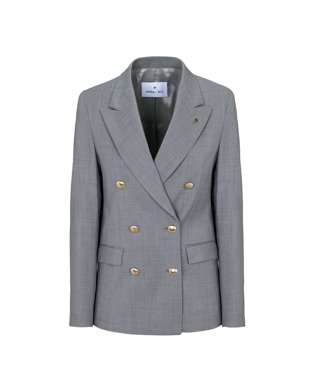 gray wool double breasted blazer